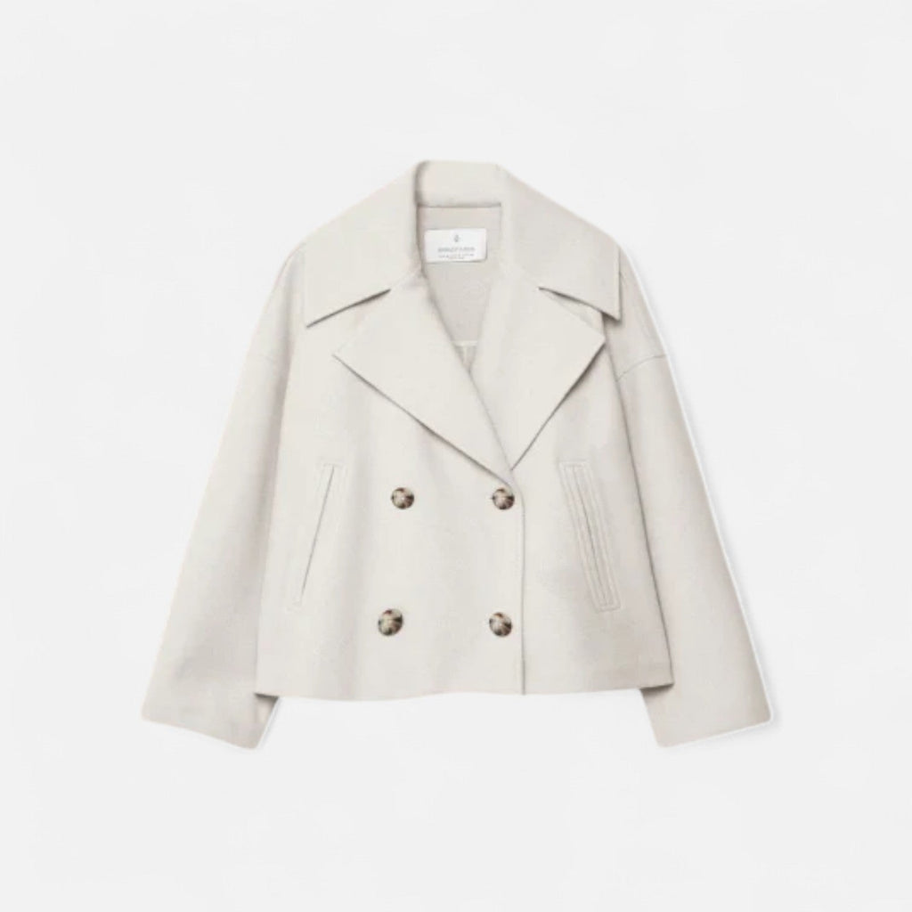 Women's Cropped Double Breasted Blazer Jacket, Notched Lapels
