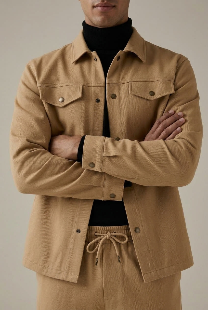Men's Two-Piece Jacket And Trousers Set, Button Front