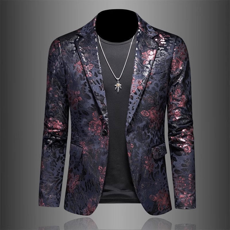 Dillon – Men's Floral Jacquard Slim-Fit Blazer with Notch Lapels