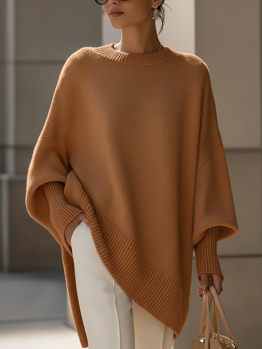 Dina | Ribbed Knit Oversized Poncho for Women
