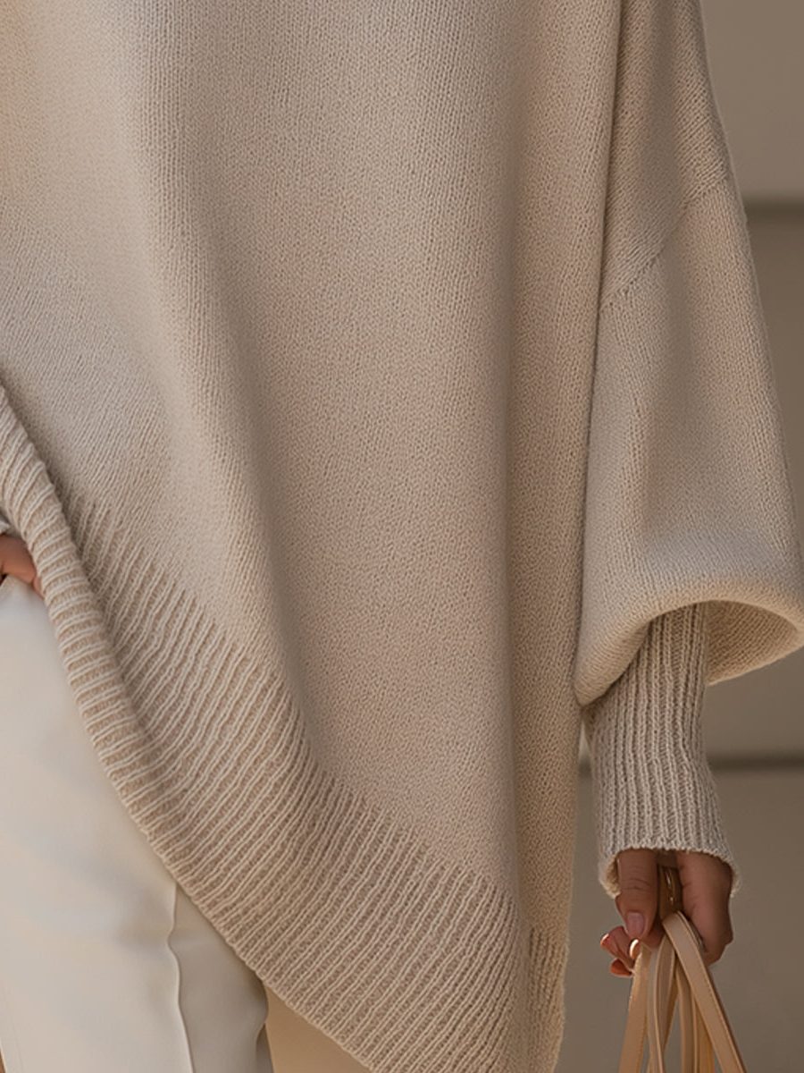 Dina | Ribbed Knit Oversized Poncho for Women