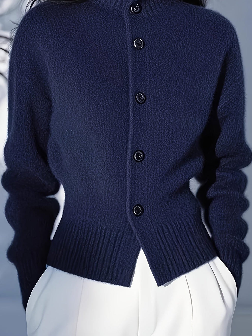 Dior | Ribbed Knit Button Cardigan with Roll Neck for Women