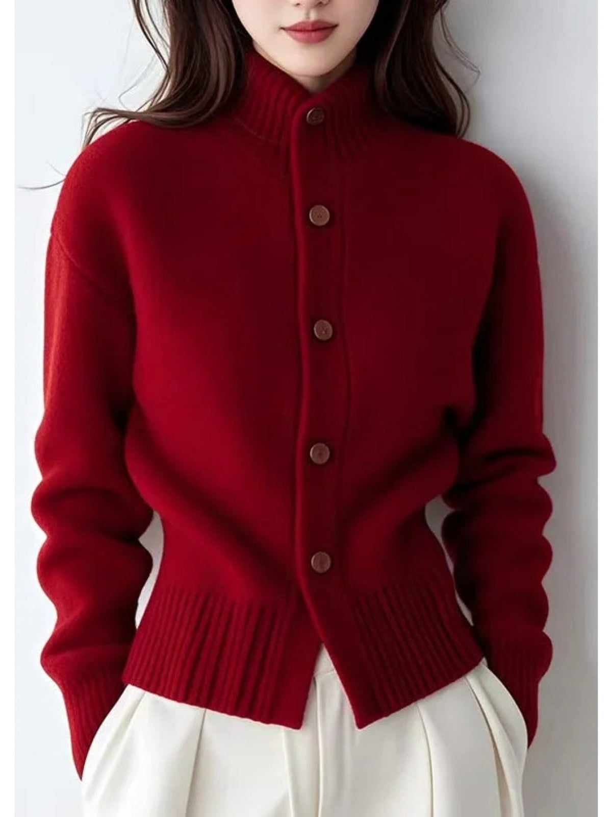 Dior | Ribbed Knit Button Cardigan with Roll Neck for Women