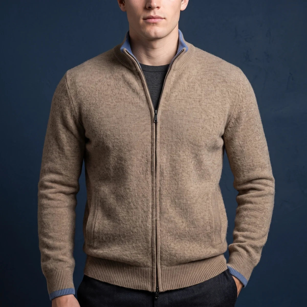 Dmitri Two Way Zip Cashmere Knit Cardigan