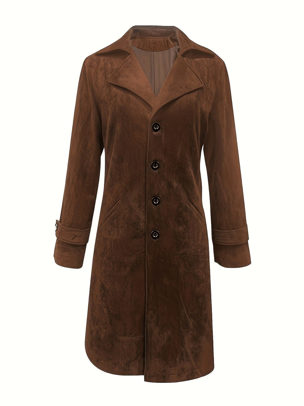 Dolcetta | Suede Long Coat with Lapel Collar for Women