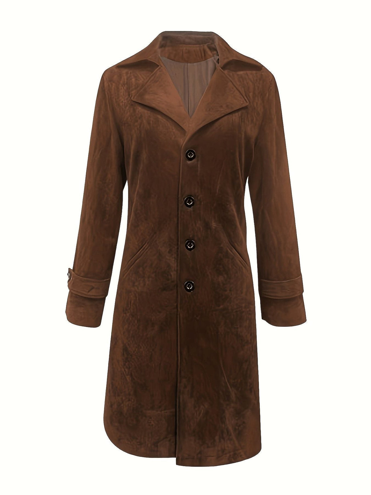 Dolcetta | Suede Long Coat with Lapel Collar for Women