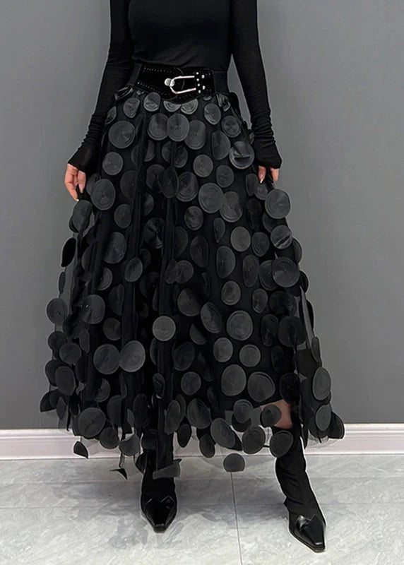 Women's 3D Circle Appliqué Maxi Skirt High Waist