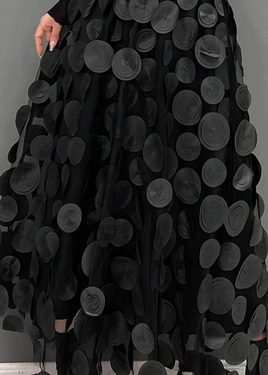 Women's 3D Circle Appliqué Maxi Skirt High Waist