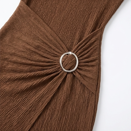 Virella – Asymmetric Ring-Ruched Ribbed Knit Dress