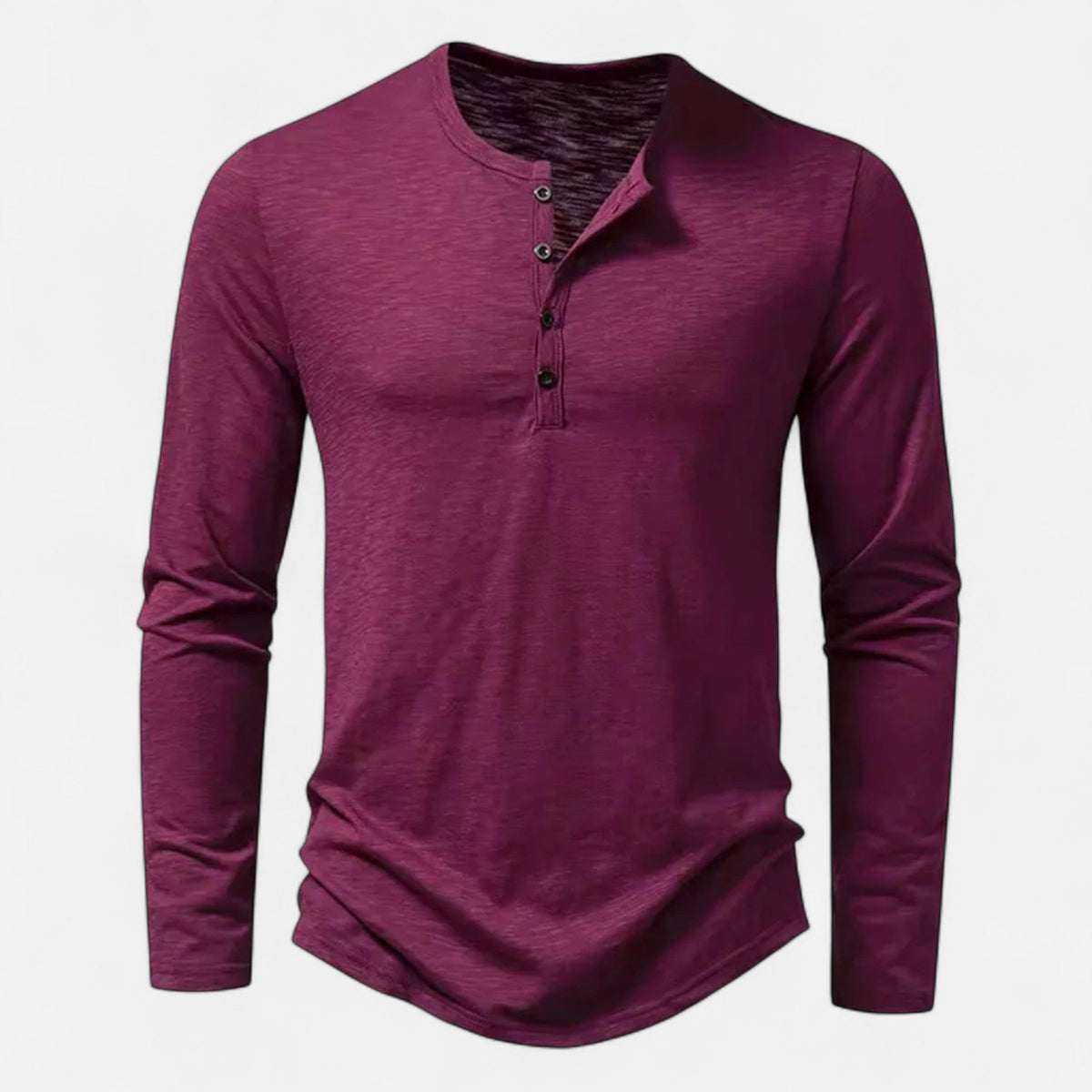 Men's Long Sleeve Henley Shirt, Slim Fit, Button Placket