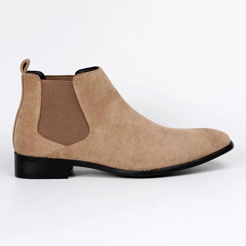 Men's Chelsea Boots with Pull Tabs, Low Block Heel