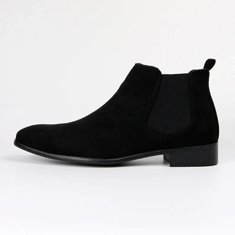 Men's Chelsea Boots with Pull Tabs, Low Block Heel