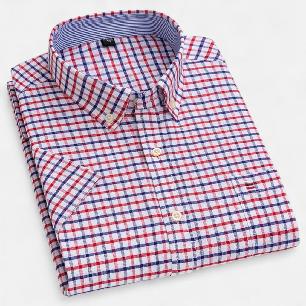 Montarello Men's Oxford Cotton Short-Sleeve Summer Shirt