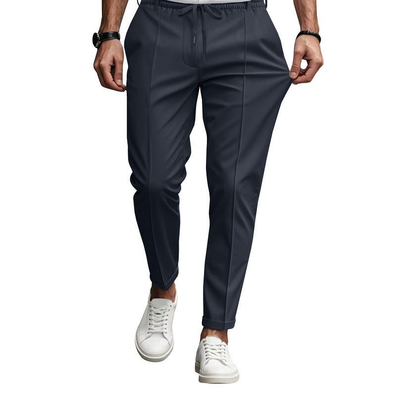 Drawstring Straight Leg Chino Trousers for Men