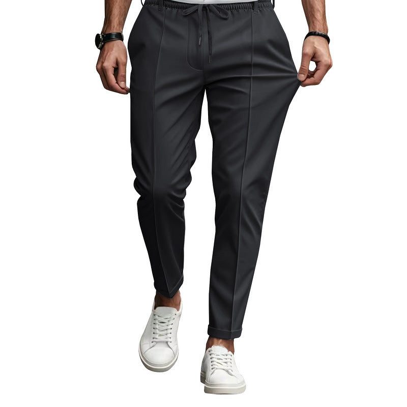 Drawstring Straight Leg Chino Trousers for Men