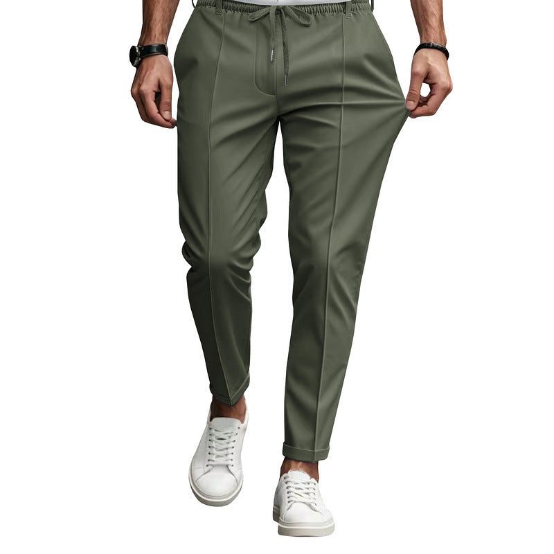 Drawstring Straight Leg Chino Trousers for Men