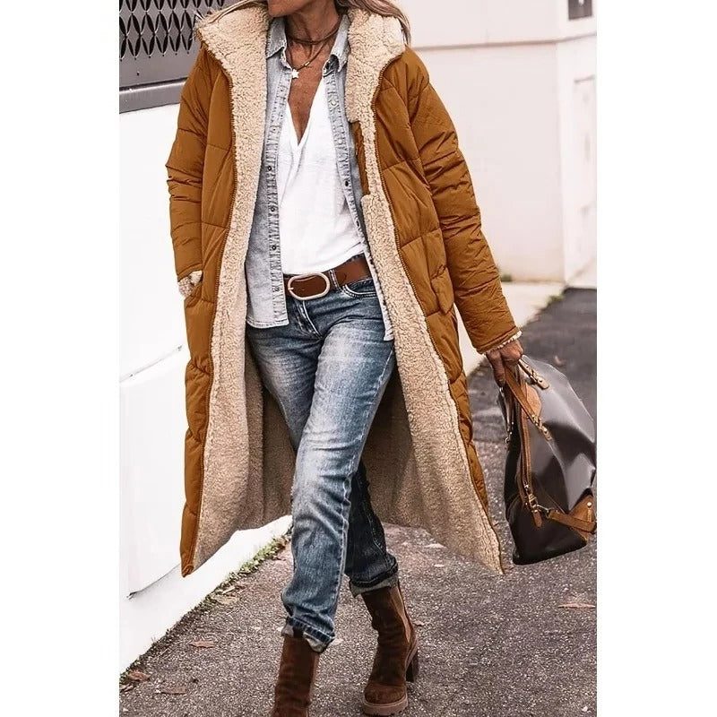 Drew | Long Puffer Winter Coat with Sherpa Lining for Women