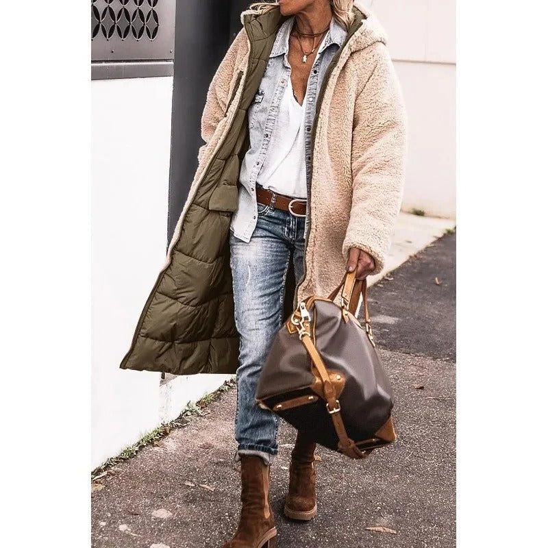 Drew | Long Puffer Winter Coat with Sherpa Lining for Women