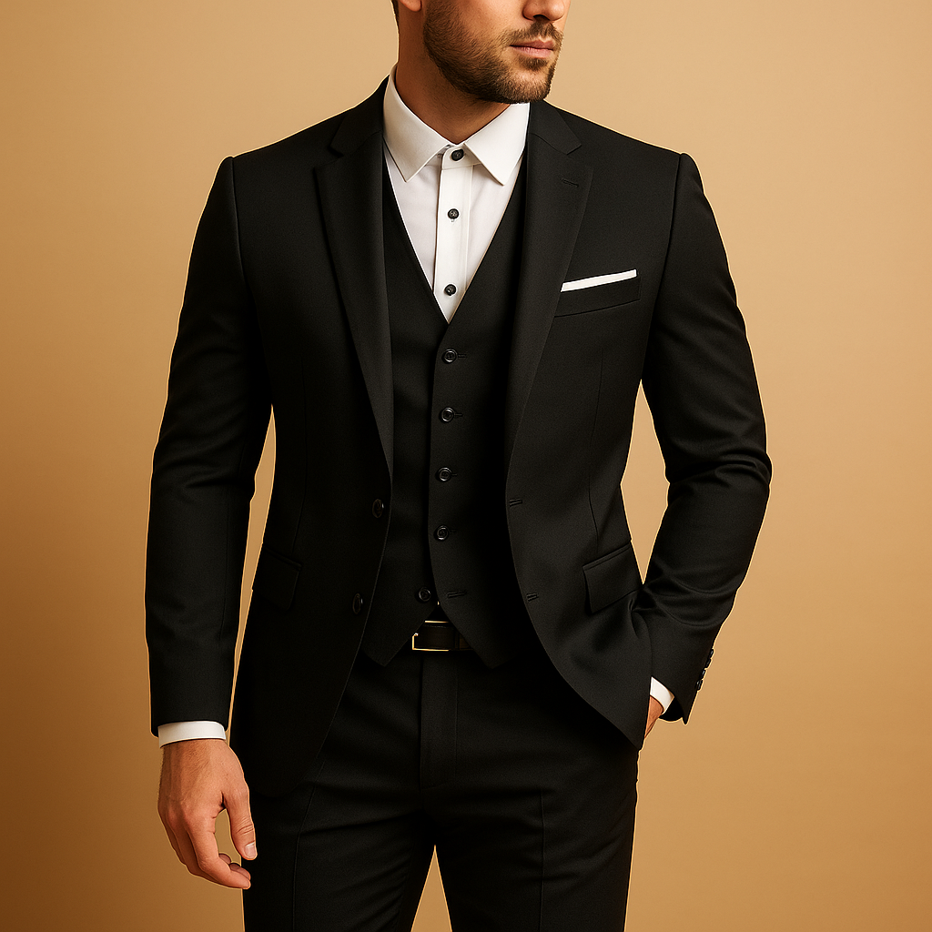 Men's Three-Piece Slim Fit Suit, Button Front, Notch Lapels
