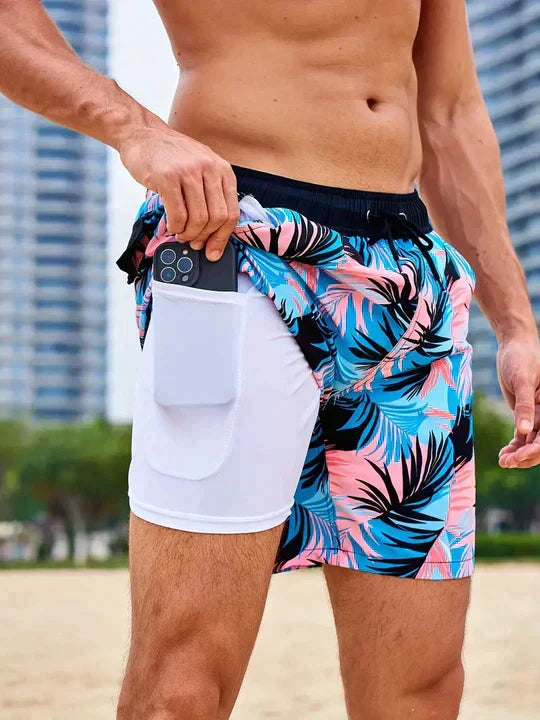 Montarello Men's Compression-Lined Quick-Dry Summer Swim Shorts