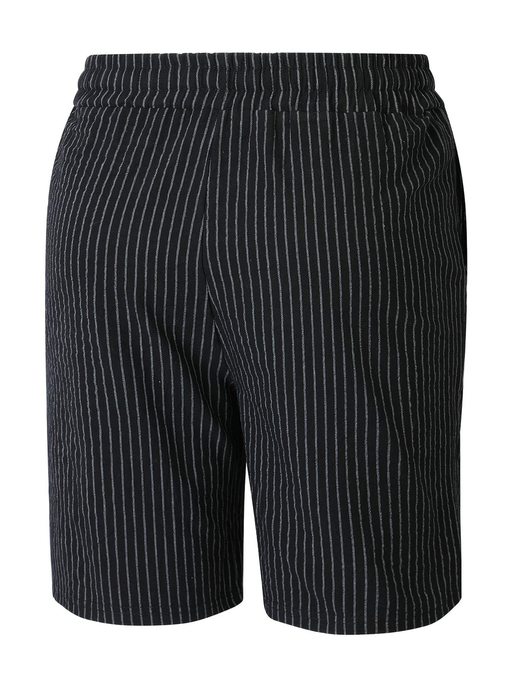 Montarello Men's Striped Linen-Look Drawstring Casual Shorts