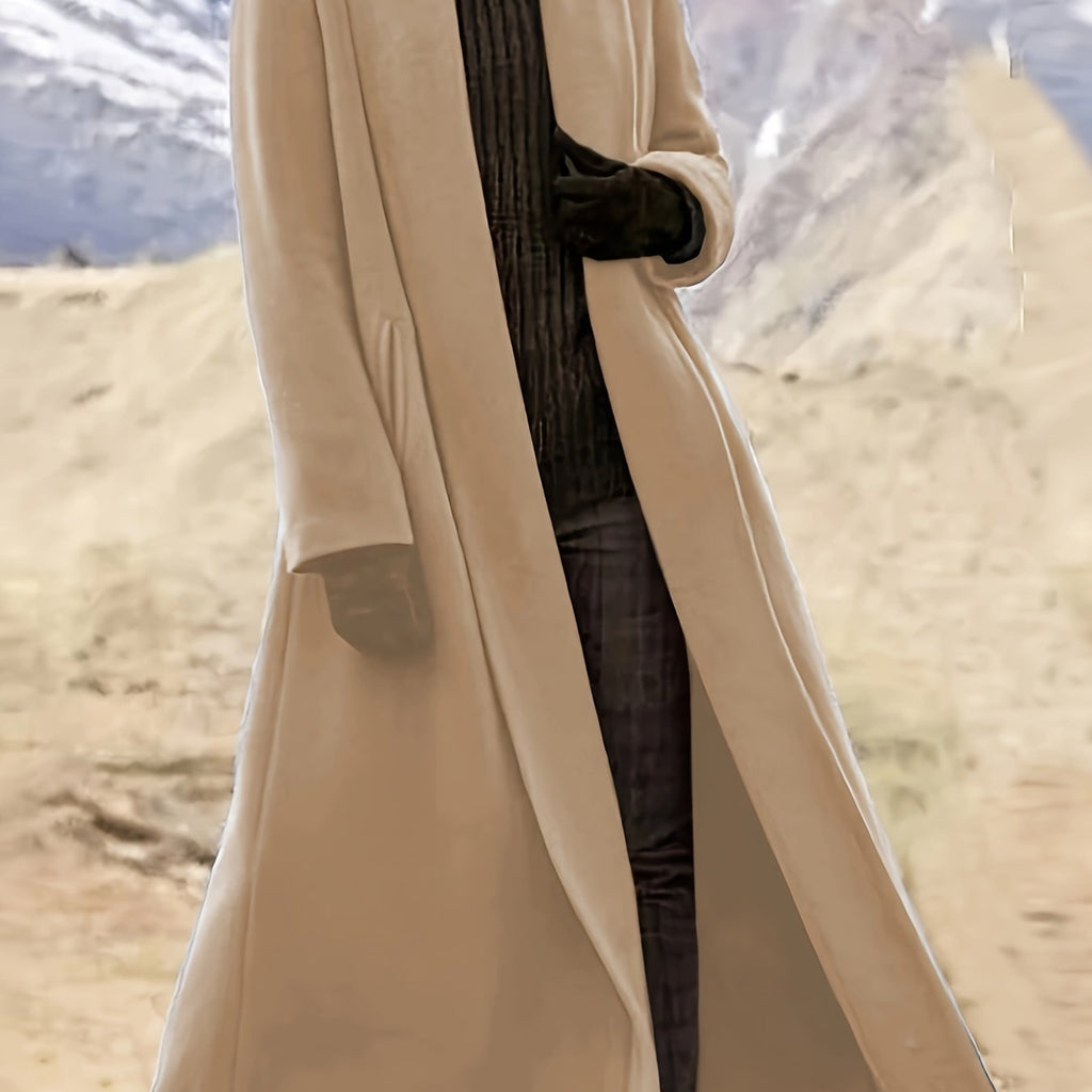 Women's Longline Open Front Coat with Flowing Drape