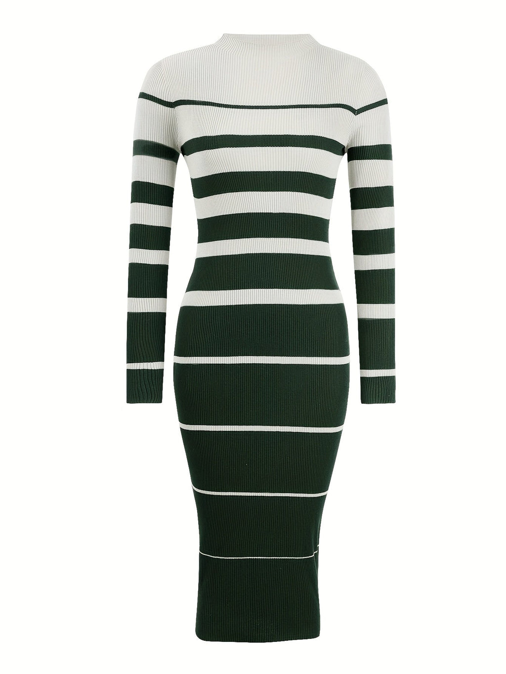 Women's Striped Sweater Dress with Long Sleeves