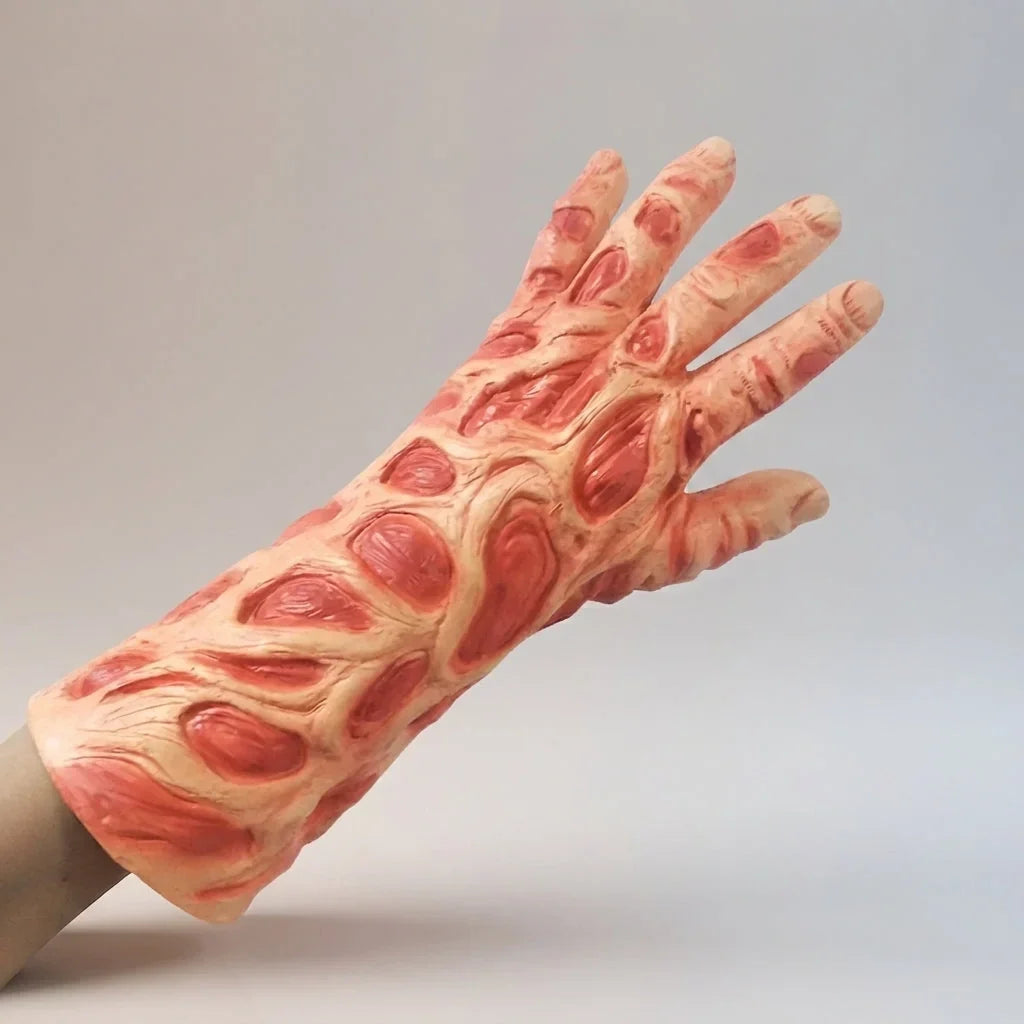 Halloween's Adult Horror Costume Mask | Scarred Design with Gloves