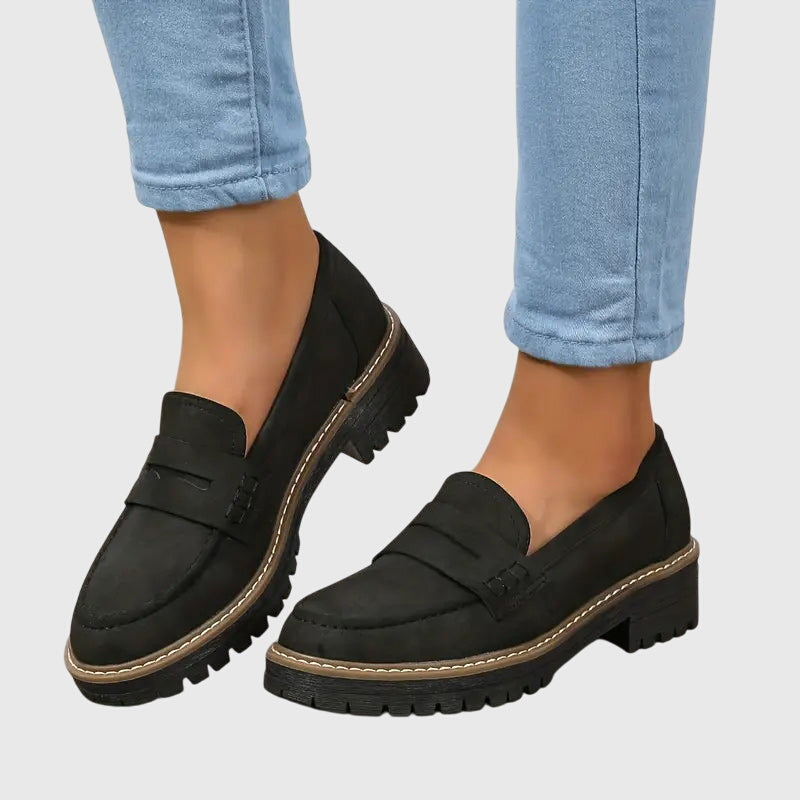 Women's Suede Loafers with Slip-On Design and Non-Slip Sole