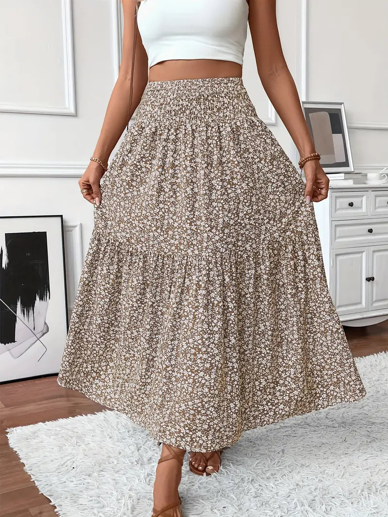 Women's Floral Skirt with Flattering Fit and Flowing Fabric