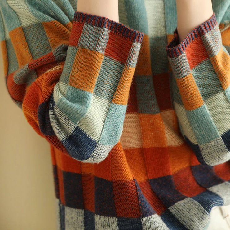Effie | Plaid Chunky Knit Sweater with Crew Neck for Women