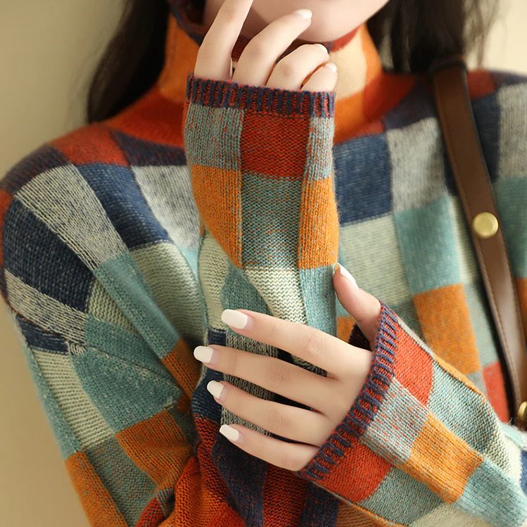 Effie | Plaid Chunky Knit Sweater with Crew Neck for Women