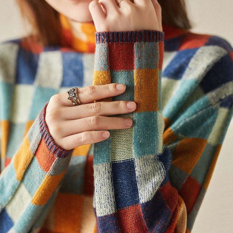Effie | Plaid Chunky Knit Sweater with Crew Neck for Women