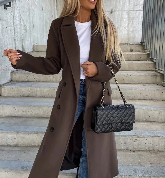 Eglantine | Wool Double-Breasted Trench Coat for Women