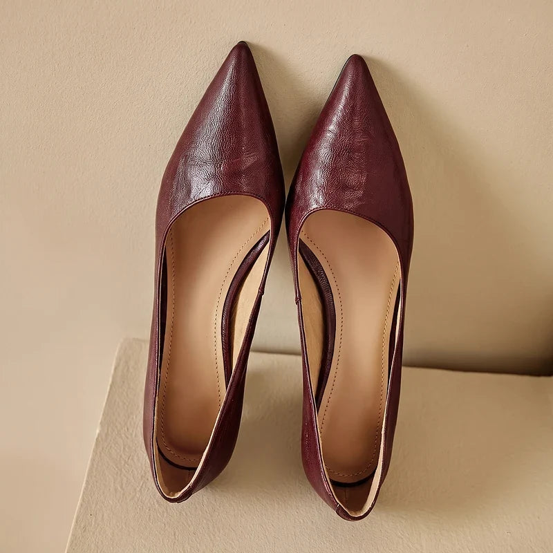 Eugenie Leather Kitten Heels