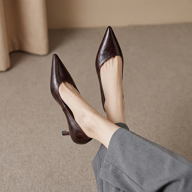 Eugenie Leather Kitten Heels