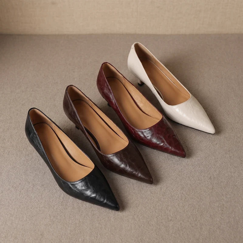 Eugenie Leather Kitten Heels