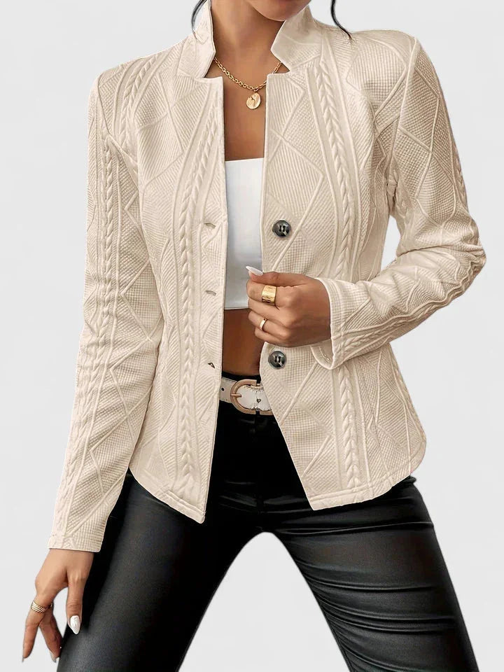 Women's textured knit button-front blazer