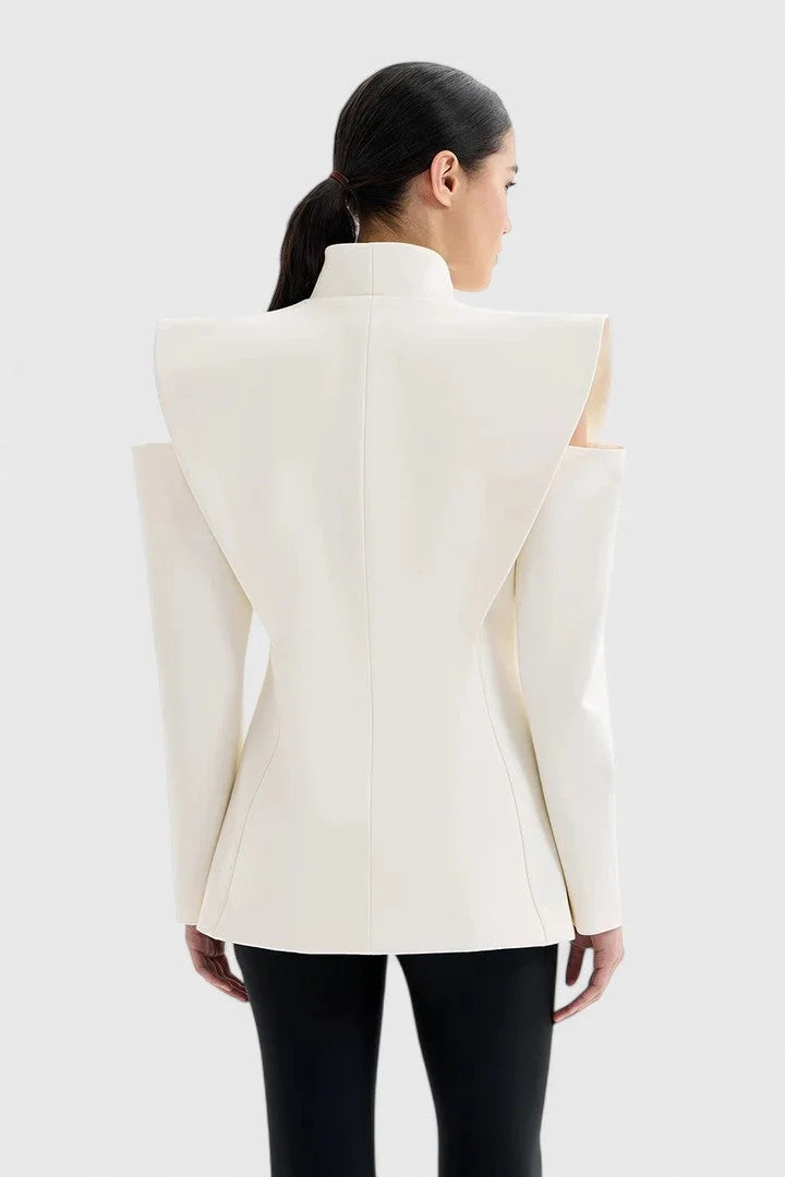 Women's open-front stand collar blazer