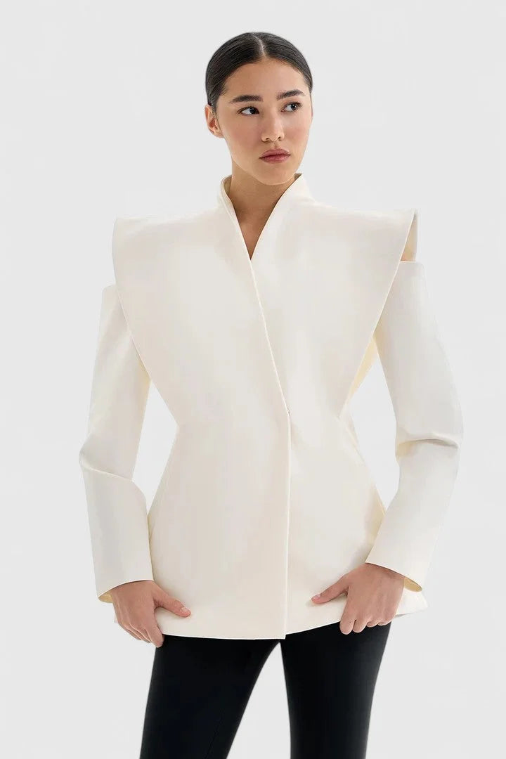 Women's open-front stand collar blazer