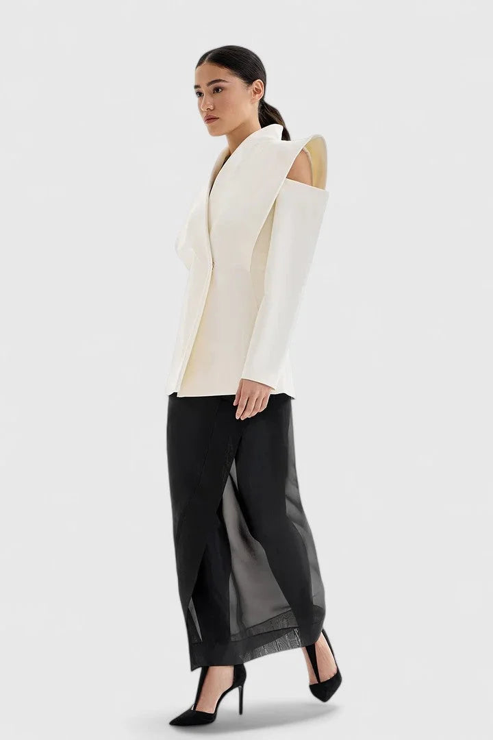Women's open-front stand collar blazer