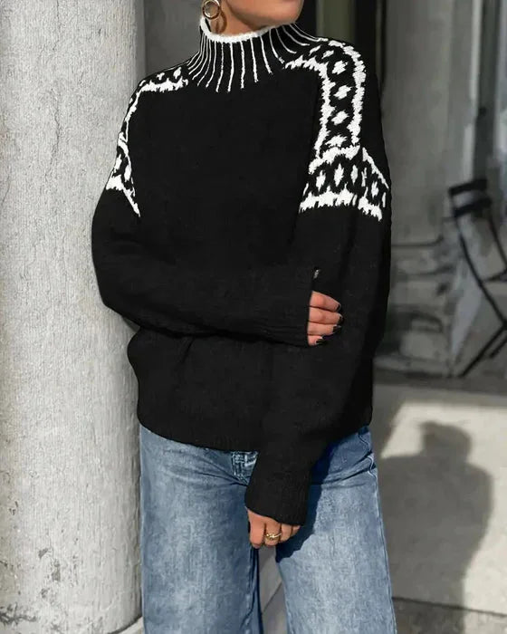 Women's knit roll neck fair isle sweater