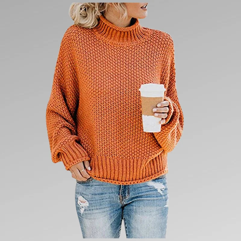 Women's chunky knit roll neck sweater