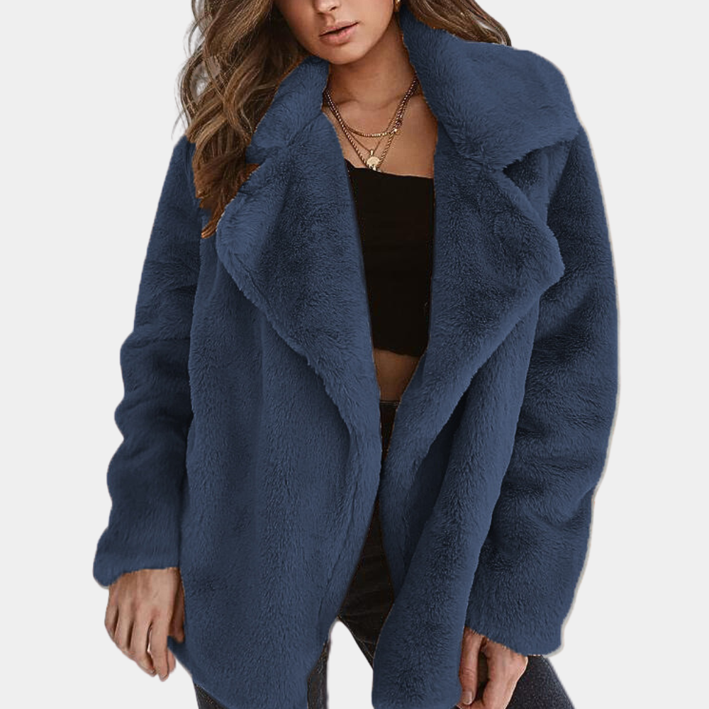 Women's Teddy Coat Wide Lapel Collar Open Front
