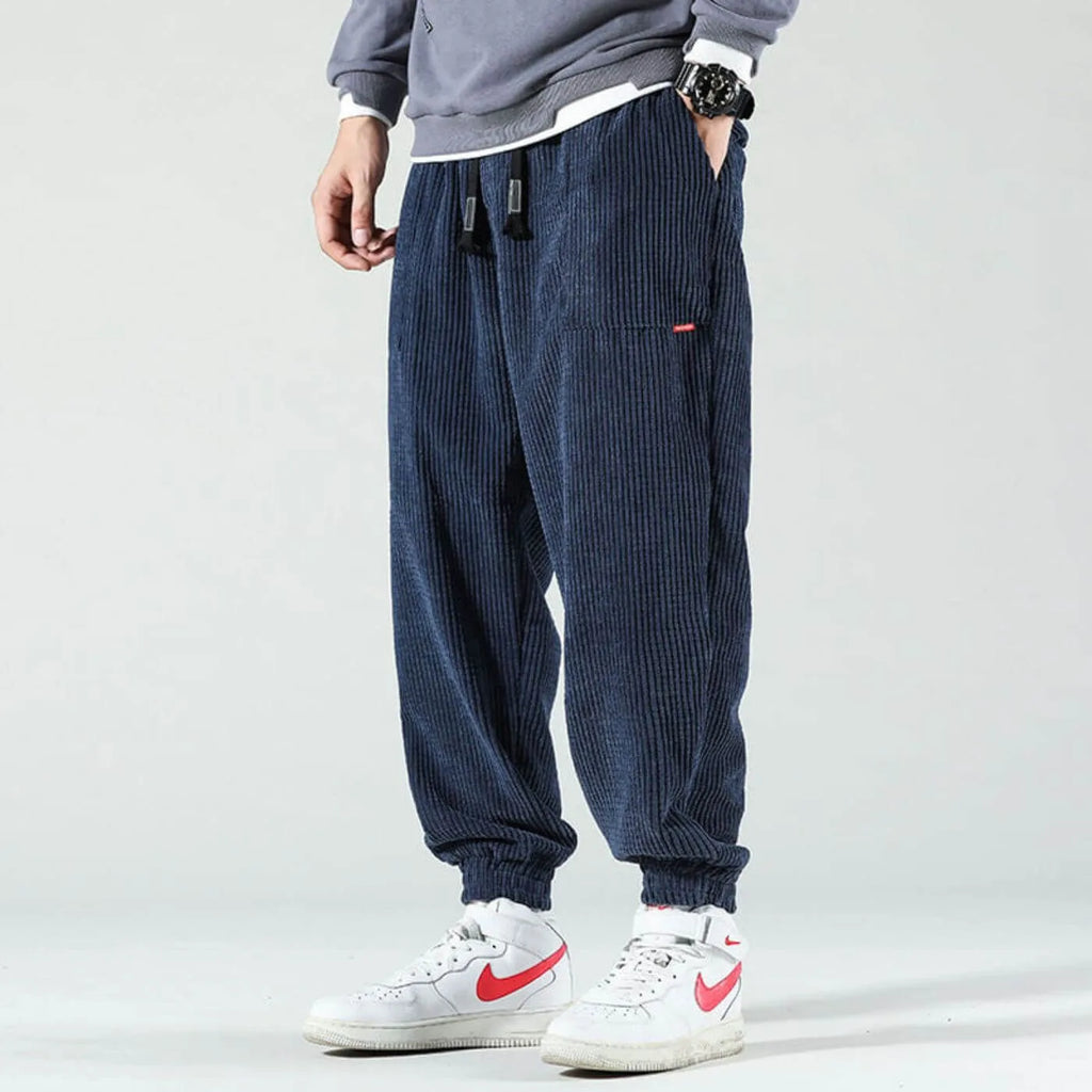 Women's corduroy drawstring pants with elasticated cuffs