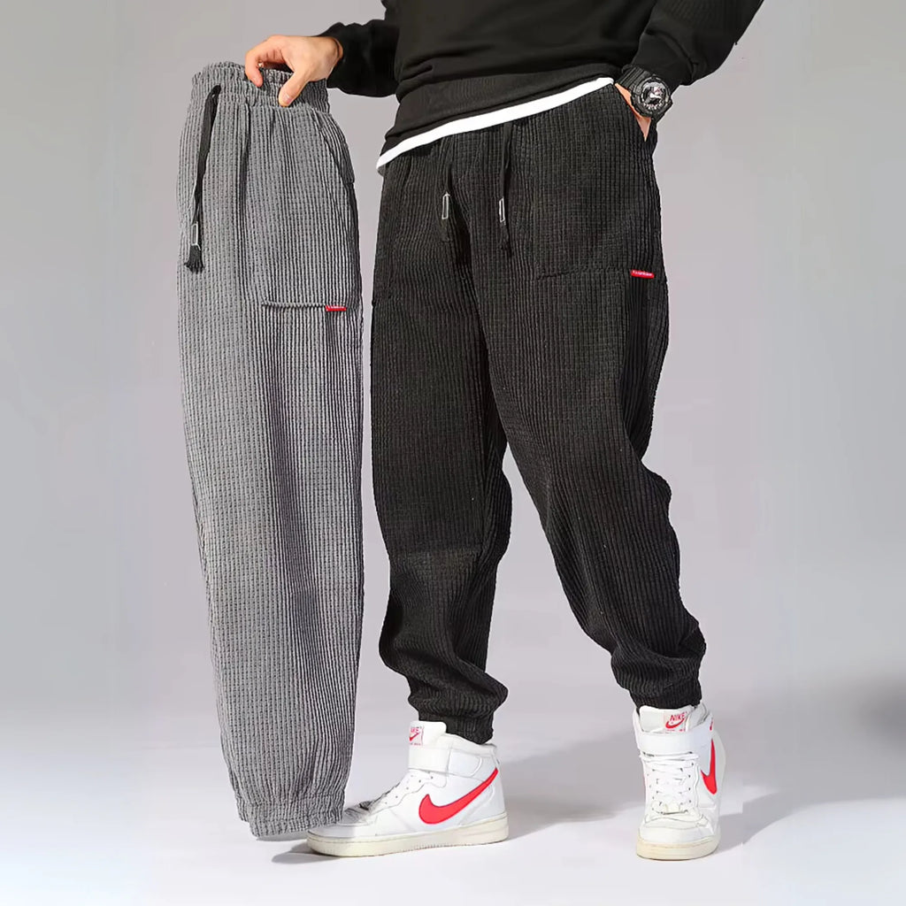 Women's corduroy drawstring pants with elasticated cuffs