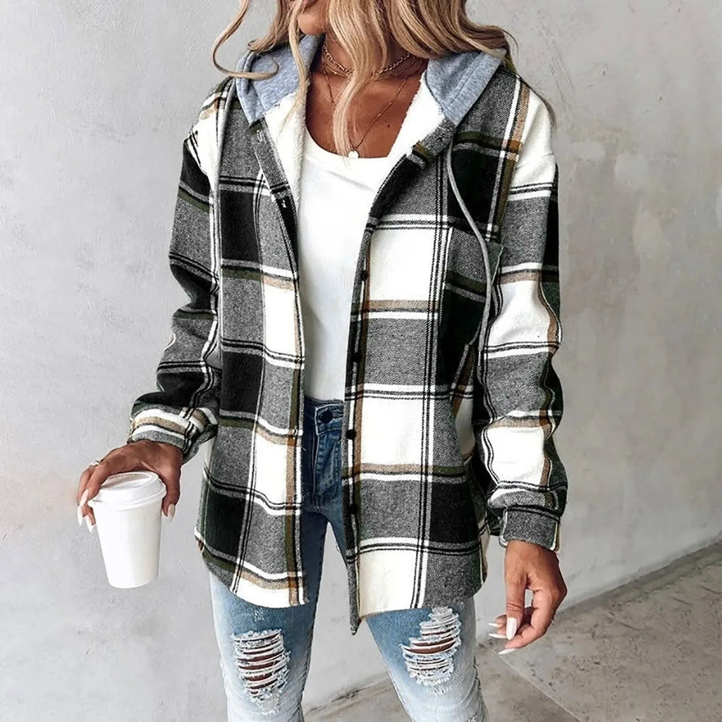Checkered Lined Cardigan Women