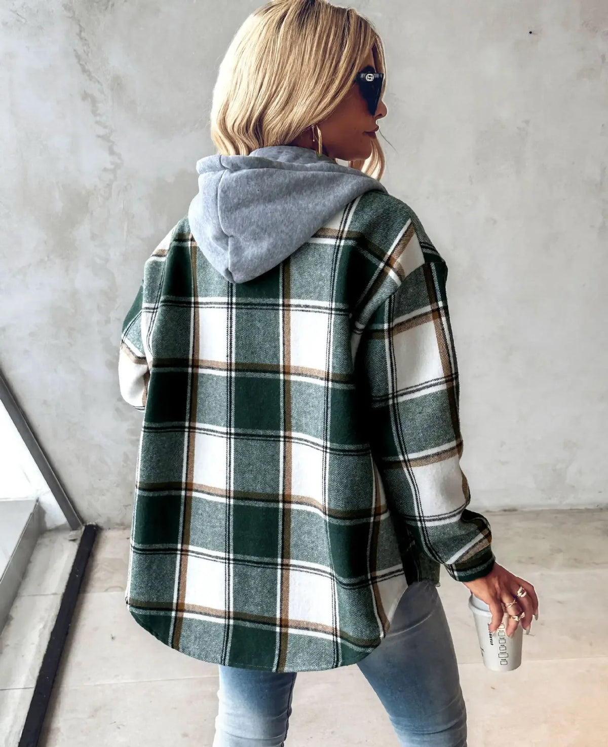 Checkered Lined Cardigan Women