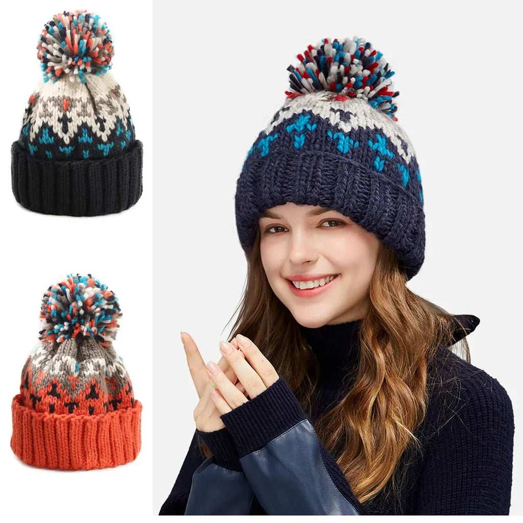 Cozy Snowflake Pom Beanie