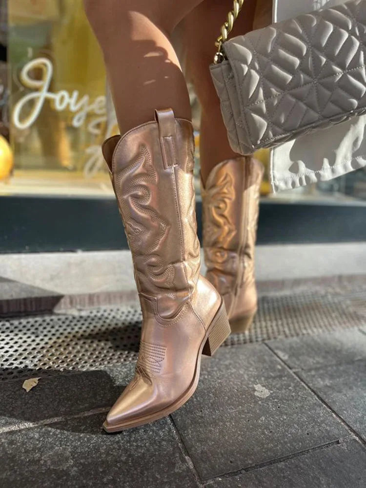 Elegant Metallic Cowboy Boots